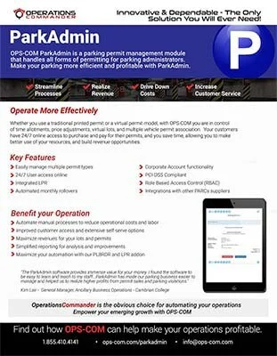 ParkAdmin: Parking management hot sheet