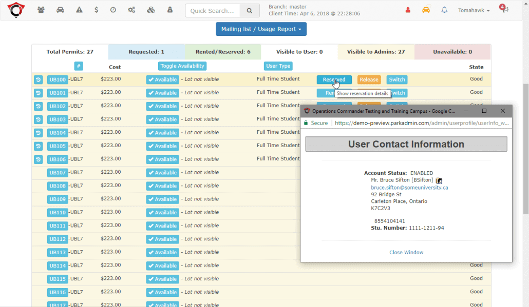 ParkAdmin: Parking lot management report