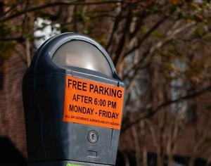 free parking sign meter