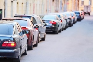 long line parked cars