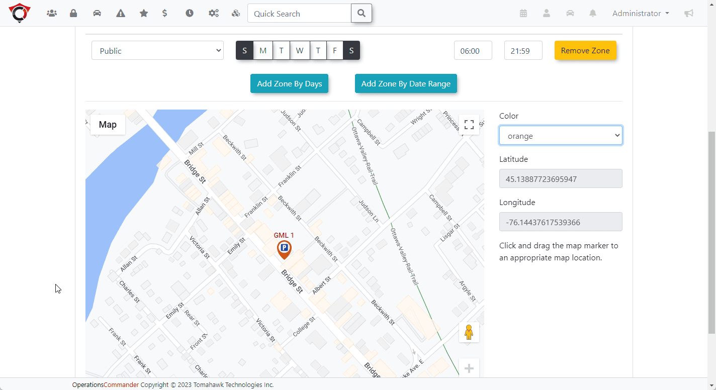 ParkAdmin: Zones and Map