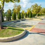 Empty,Space,In,City,Park,Outdoor,Concrete,Parking,Lot,Area