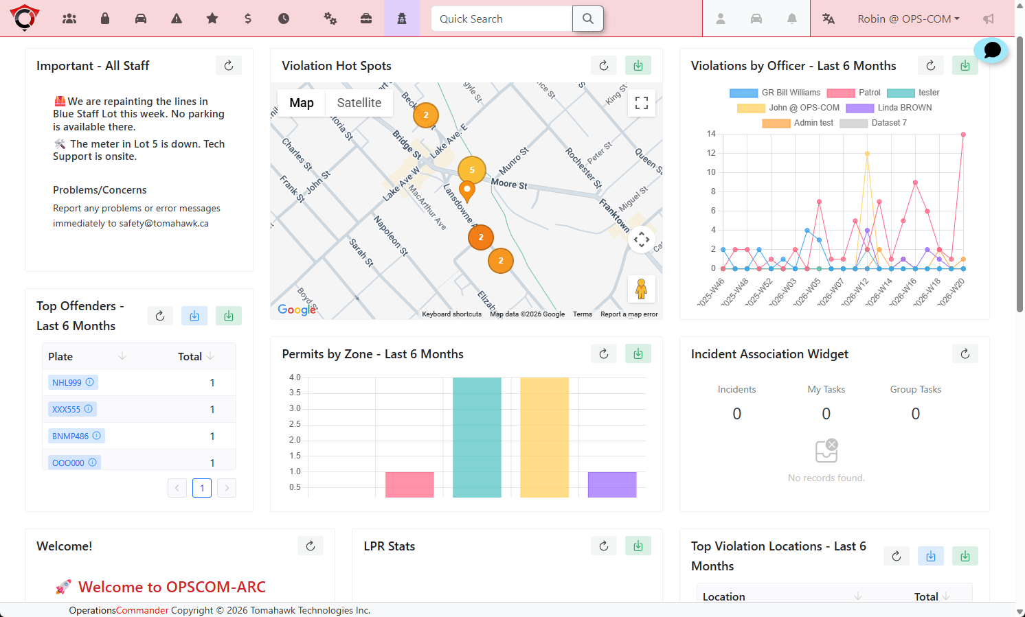 OPSCOM dashboard